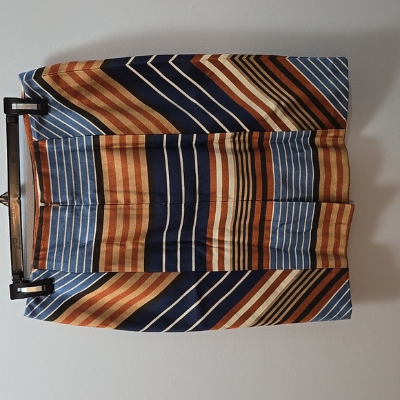 J. MCLAUGHLIN Womens Indigo Montecito Striped Chevron Side Skirt Size 4 💙🤎🧡 - Picture 2 of 9